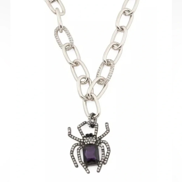 BETSEY JOHNSON Halloween Rich Witch Thick Chain Purple Gemstone Necklace NEW NWT - Picture 3 of 4
